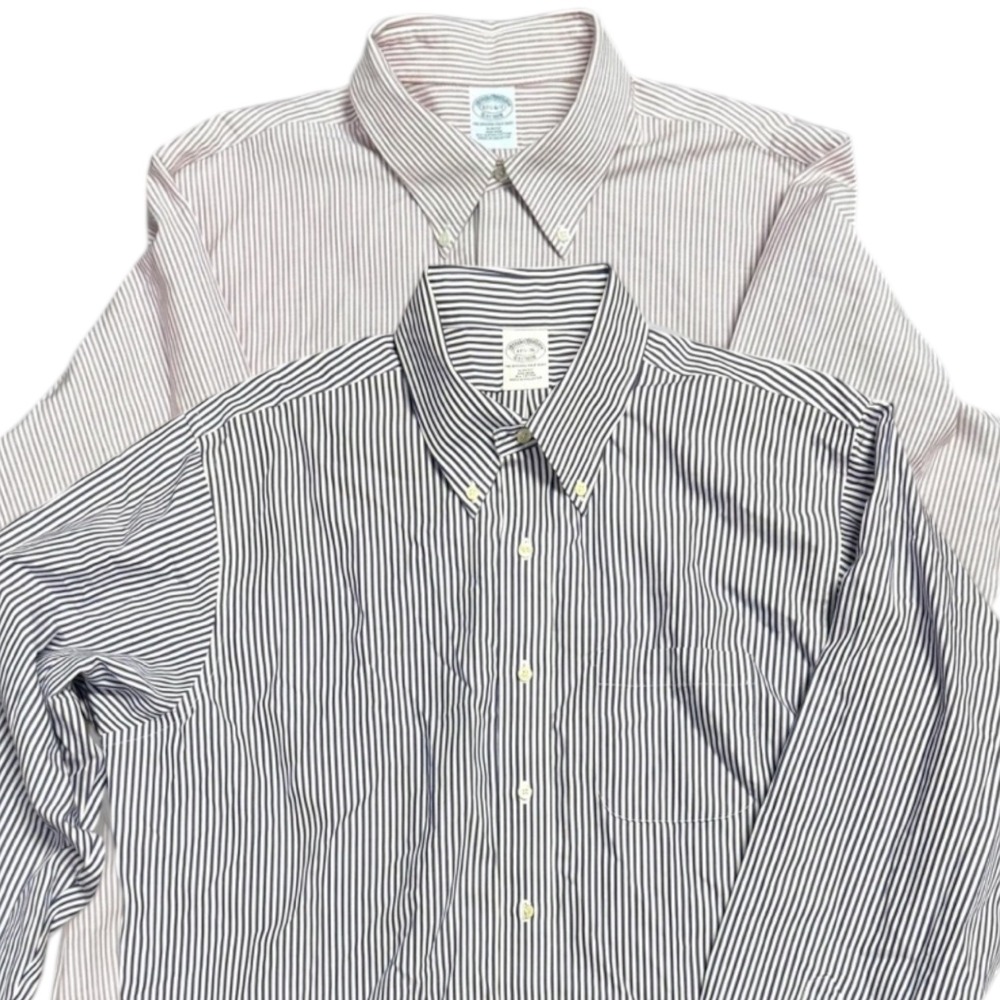 Brooks Brothers Mens Long‎ Sleeve Button Down Shirt Bundle 2 Non Iron Cotton